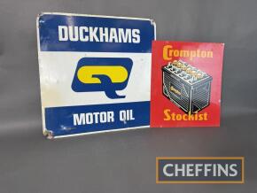 Duckhams Motor Oil and Crompton Stockist single sided printed aluminium signs