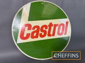 Castrol circular single sided printed aluminium sign, c18ins dia'