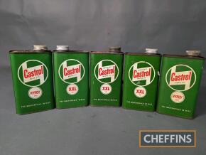 5no. Castrol quart oil cans, some 'Wakefield'