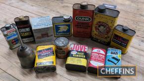 Qty automotive fuel and fluid cans to inc' National, Silver Knight, Gunk etc