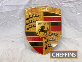 Porsche emblem of plastic construction, recreated for Blister Hanger at Goodwood Revival