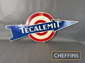 Tecalemit single sided printed aluminium sign depicting bullseye and arrow, c.52x24ins