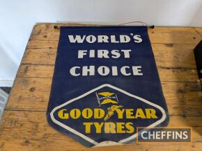 Goodyear Tyres World's First Choice hanging pennant c.22x16.5ins