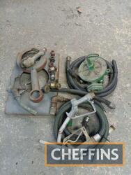 Qty vintage petrol pump spares to inc. hoses, panels, nozzles etc