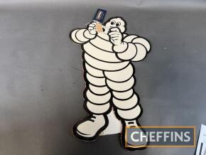 Michelin Bibendum man holding a camera card figure, c.29.5ins tall