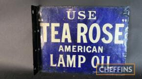 Tea Rose Lamp Oil double sided flanged enamel sign