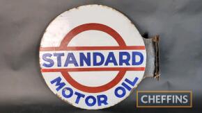 Standard Motor Oil double sided flanged enamel sign marked Emaill Als Strasbourg c.19.5x22ins