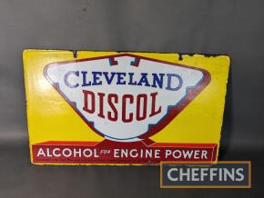 Cleveland Discol Alcohol For Engine Power double sided hanging enamel sign, 18x30ins