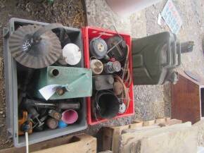 Collection of tins and cans inc' Pratts petrol can, Jerry cans and 1 other