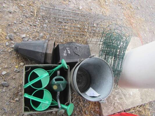 Qty of horticultural items to inc' galvanised buckets, watering cans, planters etc