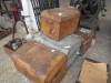 Tin trunks (2) t/w horse leathers and tack