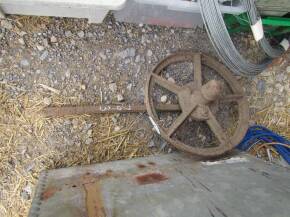 Ransomes cast iron land wheel