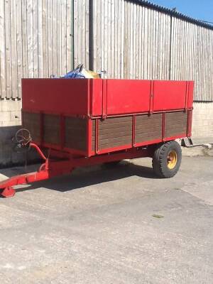 Hillam 6tonne single axle tipping trailer c/w grain sides and stated to be in great condition