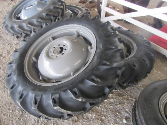 Pair of 12.4x28 wheels and tyres