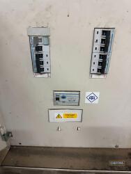 Portable Electrical supply control panel with 63a, 32a, 16a 3 phase sockets and 16a and 13a single phase sockets