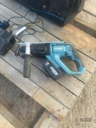 Erbauer cordless angle grinder with cordless hammer drill, includes carrying bag