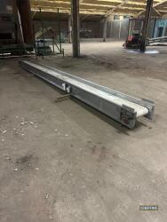 Herbert 6.6m x 350mm stainless steel conveyor with food quality belt, no motor or legs