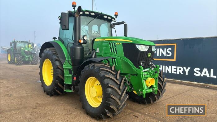 2017 John Deere 6175R Ultimate Edition Tractor c/w TLS Direct Drive 50k, Air & Hyd trailer brakes, cab suspension, climate control, sunroof, electric/heated mirrors, Isobus/AutoTrac ready, Front linkage & PTO, 1 SCV 3 Electric spool valves with mid moun