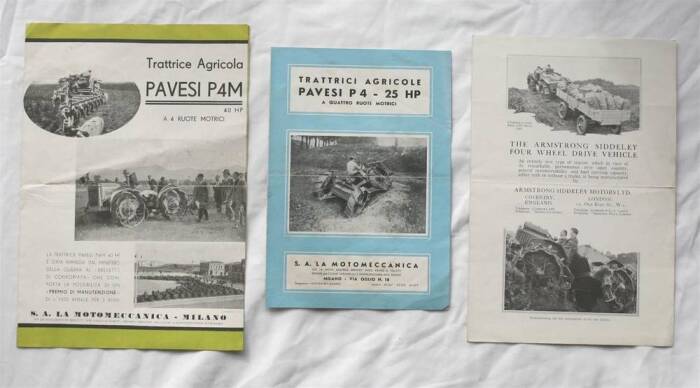 Pavessi P4 tractor sales brochures t/w Armstrong Siddeley tractor brochure (3)