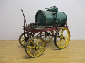 Traction engine water bowser built to approx' 2ins scale c/w engineers vice