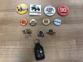 David Brown and Case, an assortment of lapel badges, cufflinks and key ring