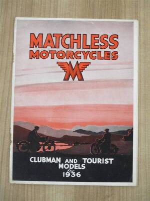 Matchless Motorcycles Clubman & Tourist Models for 1936, 16pp illustrated catalogue