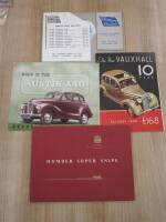 Austin A40, Humber Super Snipe, Vauxhall 10/4, Flying Standard, 4 sales brochures