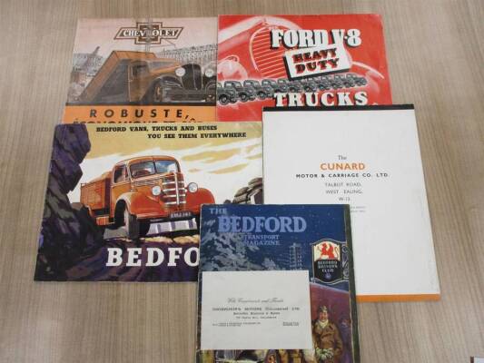 Commercial vehicle sales brochures, Bedford, Ford, Chevrolet, Cunard 1930s and 40s