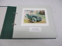 Michael Turner; a collection of 14 pre 1963 single sheet cards in Studio 88 green binder, images of cars in action 1923-1962 t/w others