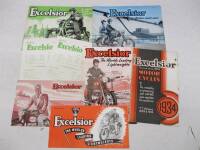 Excelsior Motorcycles, 1934 range brochure t/w others 1950s/60s (8)