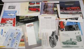 Kit car and manufacturers brochures, 1950s-80s t/w cuttings and road tests