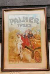 Palmer Tyres poster in frame, 27ins x 20ins