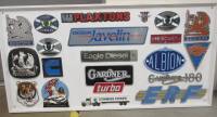 Display board of commercial vehicle nameplates and badges inc' Bedford, Albion, ERF, AEC etc ex Jack Richards