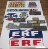 Selection of vehicle badges and signs, Leyland, ERF, Foden, Cummins, Albion, AA etc ex Jack Richards