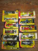 Corgi Toys (11) all boxed and unmarked 150 Surtess TS9 F1, 151 Yardley McLaren M19A F1, 152, Ferrari 312 B2, 153 Team Surtees TS9B Italian, 154 JPS, Lotus, 155, UOP Shadow, 156 Graham Hills Shadow, 158, Elf-Tyrrell Ford F1, 159 STP Patrick Eagle, 160 Hes