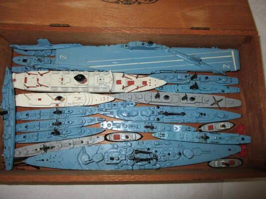 Tri-ang Minic, a collection of die-cast waterline ship toys, submarines etc