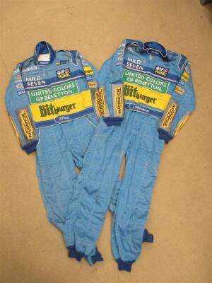 Sparco, 2 Renault full race suits, Mr Joan Villadelprat (well known former F1 mechanic) and G Field, fully covered in sponsors logos, Perfect for Goodwood Revival outfit