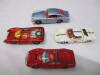 Dinky Toys unboxed but fine; 216 Dino Ferrari, 220 Ferrari P5, Ford GT, Aston Martin DB6 (headlights absent) (4)