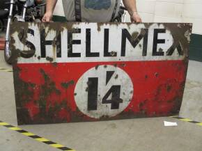 Shemex 1'4d, an enamel sign
