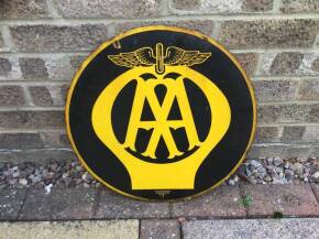 AA, a double sided circular enamel sign marked Franco SWI, 18ins dia