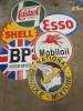 Selection of petroleum suppliers advertising roundels (repro') Esso, Shell, Castrol, BP etc ex Jack Richards