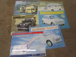 Five reproduction advertising tin signs, Leyland, Land Rover, Morris etc ex Jack Richards