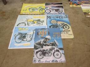 Six reproduction advertising tin signs, BSA, AJS, Royal Enfield etc ex Jack Richards