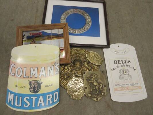 Various brass plates, advertising boards etc ex Jack Richards