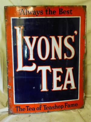 Lyons Tea, an enamel sign, c38ins x 30ins