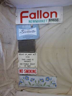 Assorted advertising signs, some enamel (8)