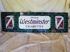 Westminster Cigarettes, an enamel sign , 18ins x 60ins
