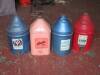 Four conical paraffin cans with taps, Esso Blue (2) and Pink (2)