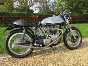 1966 650cc Triton MOTORCYCLE Reg. No. KDA 23D Frame No. 1064149 Engine No. T120 72182R This classically styled Triton houses a pre unit T120 engine with twin Amal carbs in a slimline Norton Featherbed frame. Shod with Dunlop WM2 alloy rims, full width TLS