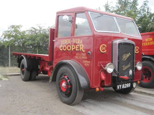 1936 Foden DG4 7.5t flatbed rigid Reg. No. VY 8299 Chassis No. 17218 A very nicely restored example with ash framed cab in tidy order and much evidence of detailed work. Formerly liveried for Joe Dean & Sons, Greetland it is now finished in burgundy and c